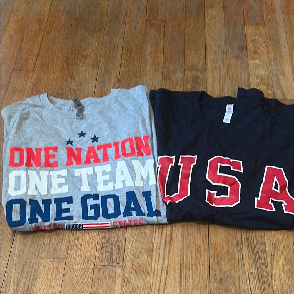 USA Themed Men's Short Sleeve Tees - Gray and Navy size‎ xl. Ring Spun Cotton